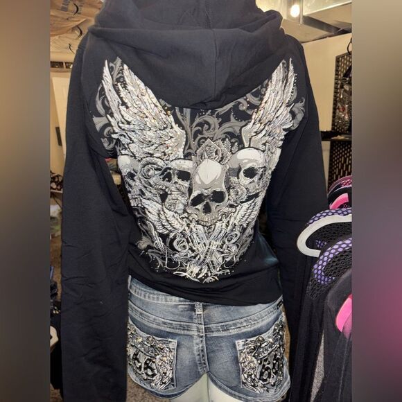Platinum Plush Tribe Of Skulls Hoodie - Picture 5 of 5